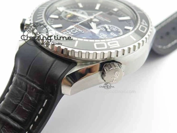 0217 Tailored Planet Ocean Master Chronometer SS OM 1:1 Best Edition Black Dial On Leather Strap A 8173